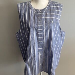 Court & Rowe Stripe Sleeveless Cotton Button-Up Blouse Size XXL (18)